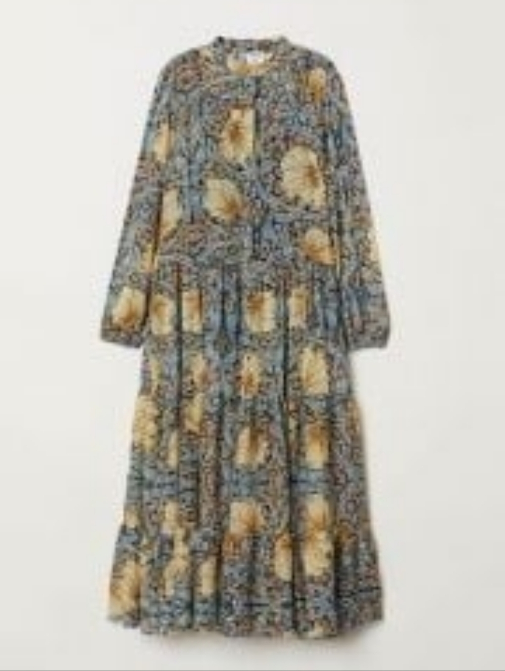 Morris & Co. X H&M Maxi Dress Size 8 Blue Floral Tiered Skirt Worn on TV